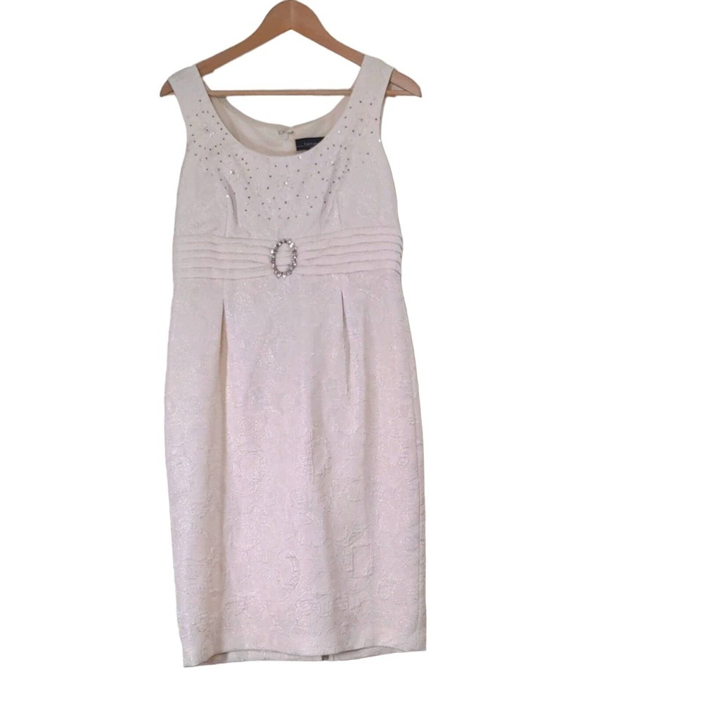 R & M RICHARDS white sequin sheath dress size 8P