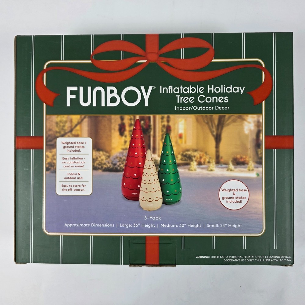 Funboy Inflatable Holiday Tree Cones for indoor/outdoor decor 3-pack - NEW