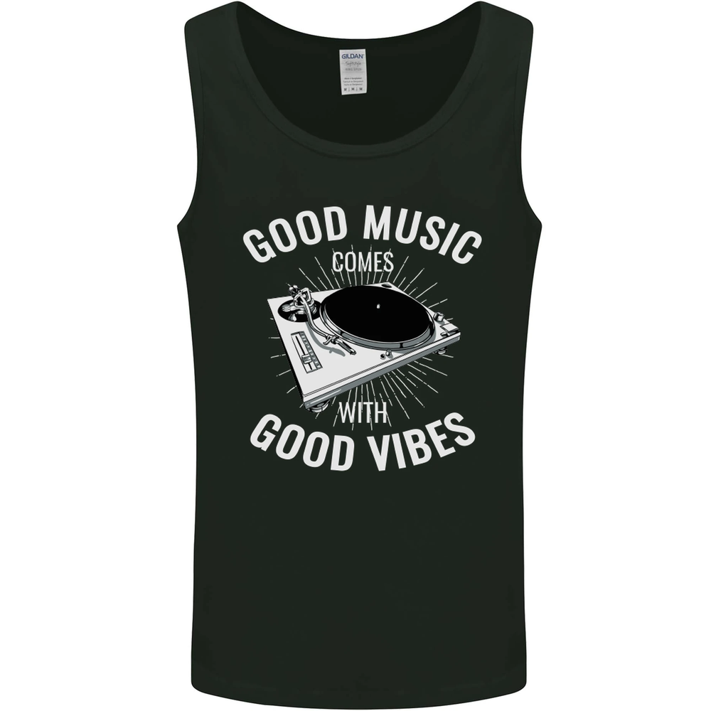 DJ Vinyl Turntable Graphic Vest Tank Top for Men - Music Vibes