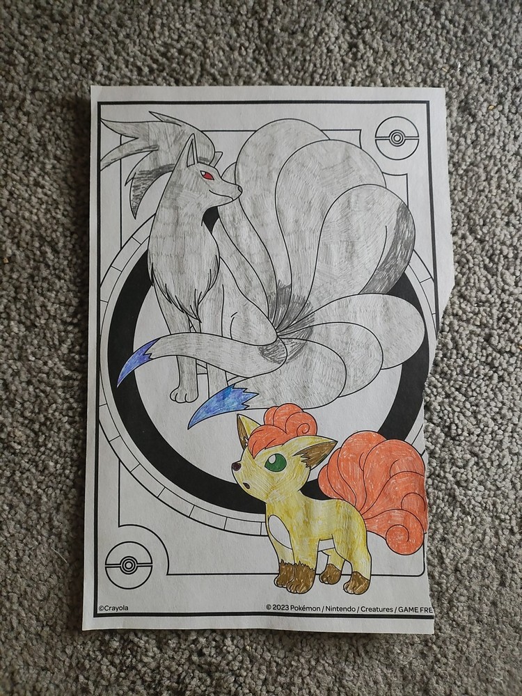 Hand Inked Shiny Vulpix Pokemon Line Art Design
