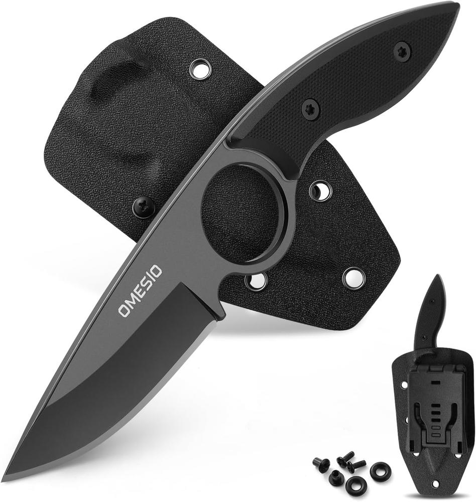 Compact Tactical Fixed Blade Knife with Full Tang and Kydex Sheath for Hunting Camping Survival