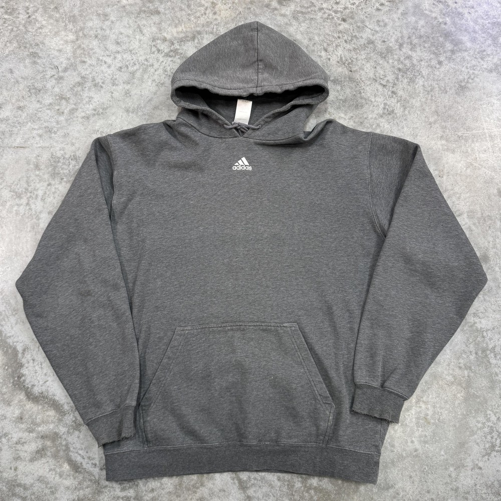 Vintage Adidas Hoodie Mens XL Gray Pullover Sweatshirt Faded distressed y2k 90s