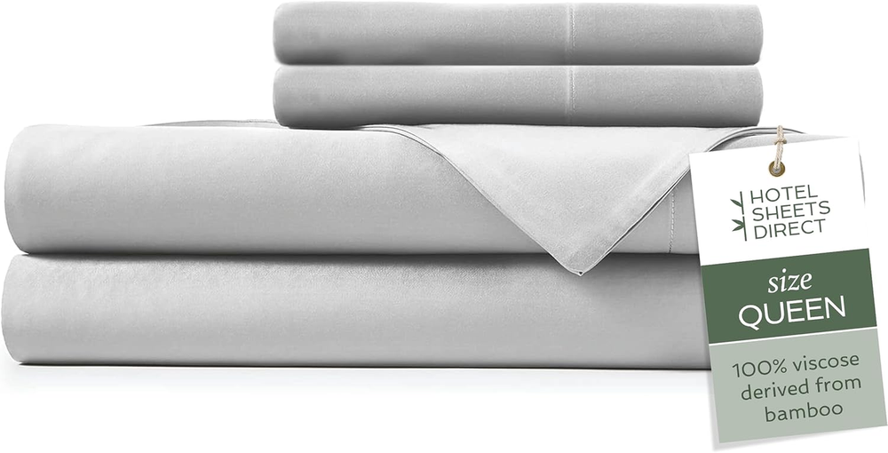Soft 4-Piece Queen Bamboo Viscose Bed Sheet Set with Deep Pockets