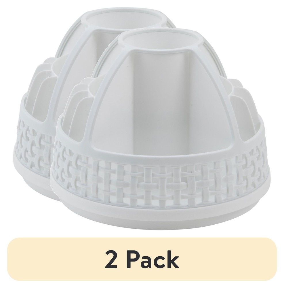 2-Pack White Rotating Makeup Organizer with Spinning Base