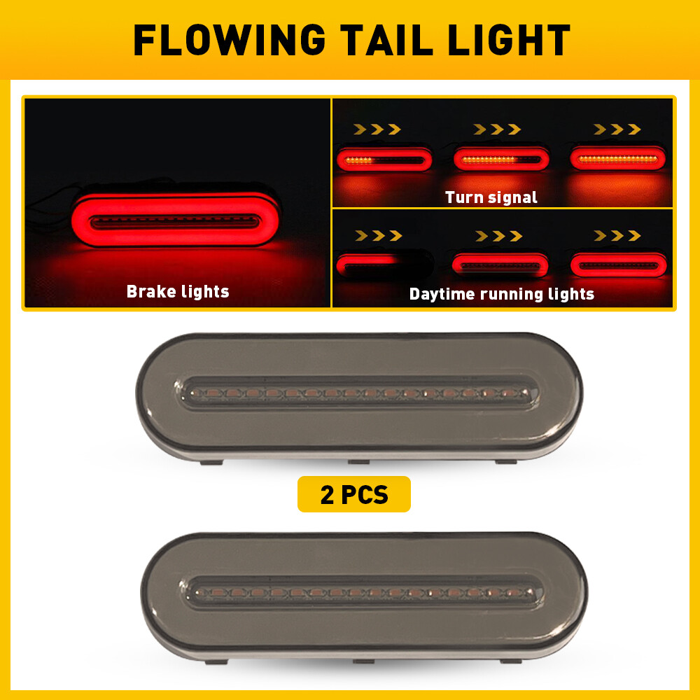 AUXITO LED Red Amber Flowing Truck Trailer Tail Stop Turn Brake Light Waterproof