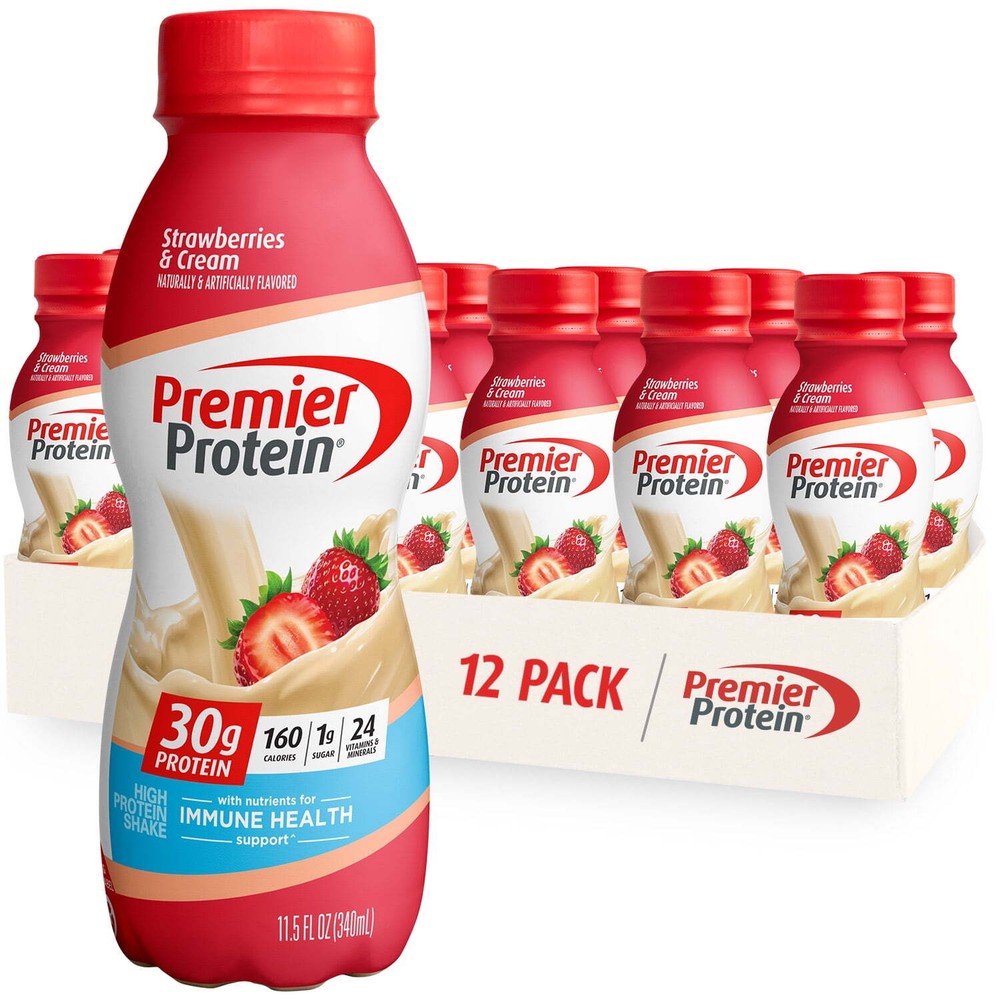 Premier Protein Shake Strawberries & Cream 30g Protein 11.5 Fl Oz 12 Ct Vitamin