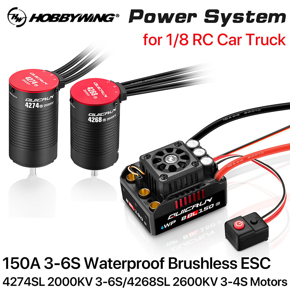 HOBBYWING QuicRun 150A G2 Brushless ESC 2000KV 2600KV Motor for 1/8 RC Car