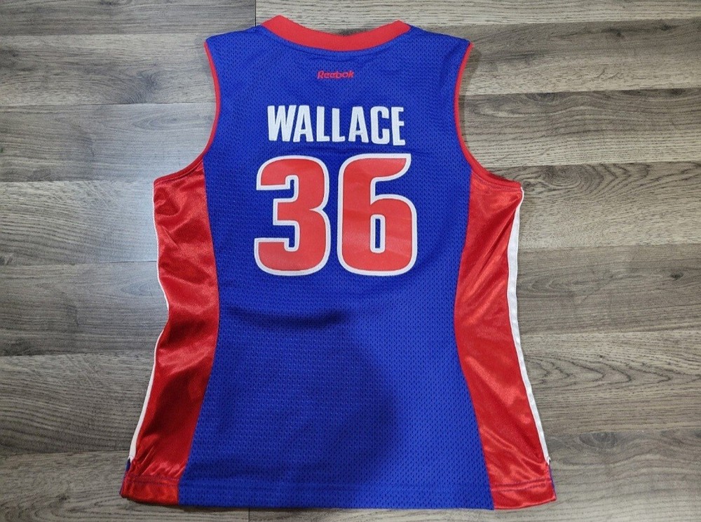 Reebok Detroit Pistons Rasheed Wallace Jersey Kids SZ Medium Stitched #36
