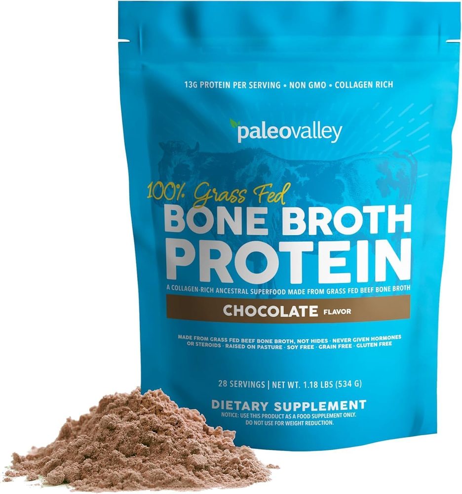 100% Grass Fed Beef Bone Broth Protein Powder - Rich in Collagen Peptides for Ha