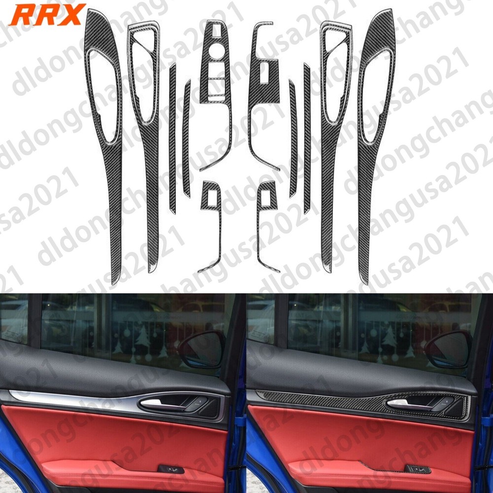 16Pcs Real Carbon Fiber Interior Door Panel Kits For Alfa Romeo Stelvio 2016-22