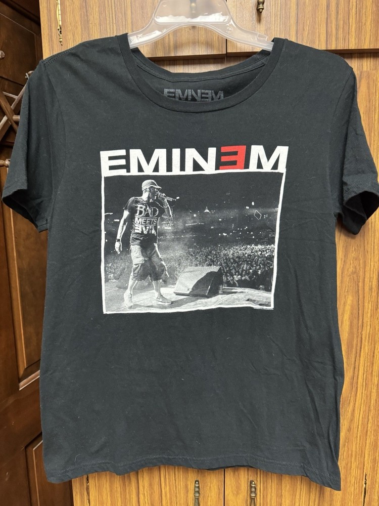 Eminem Logo T-Shirt Sz Medium Black Graphic Tee Slim Shady