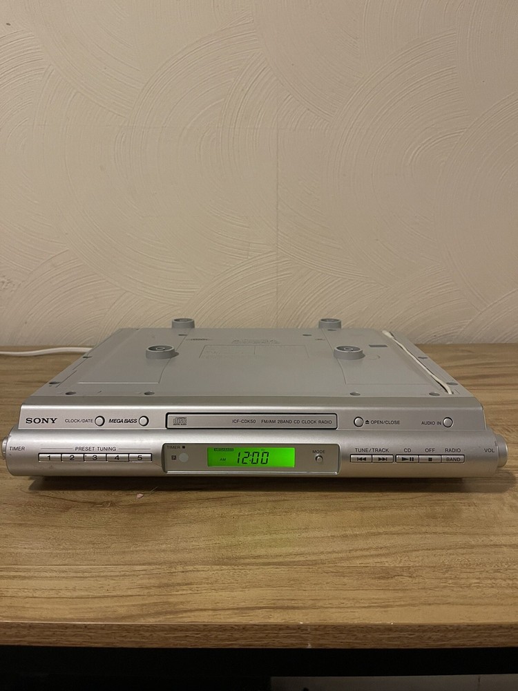 Sony Under Cabinet Counter Mega Bass Radio AM/FM CD Player Clock ICF-CDK50