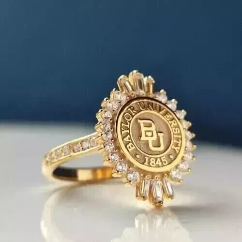 14k Gold Plated Lab Diamond Graduation Ring for College University