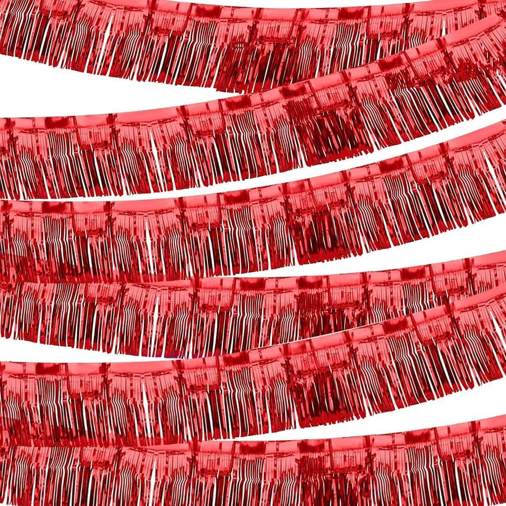 6 Pack Foil Fringe Garland, 10 Feet Metallic Foil Tinsel Streamers, Wall Hanging