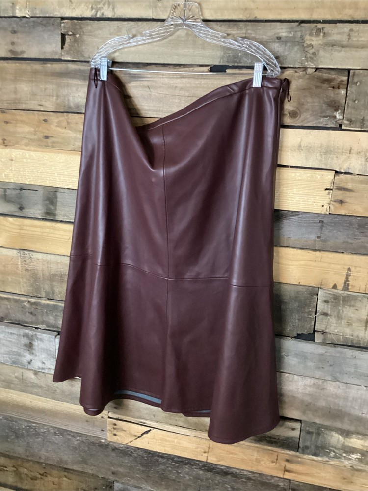 Mango Women’s Faux Leather Skirt Brown Size 20