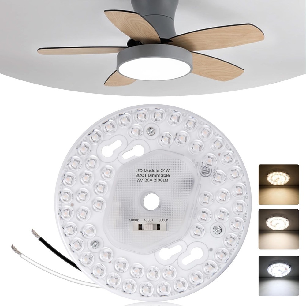 5.1inch 24W 2100Lm 3CCT Ceiling Fan Light Kit 3000K 4000K 5000K