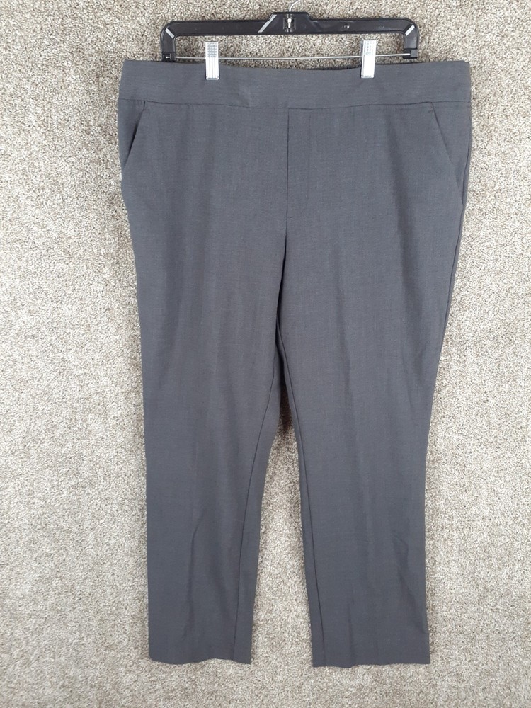 Time and Tru Womens XXL 20 Gray High Rise Straight Dress Pant with Pockets Pull On