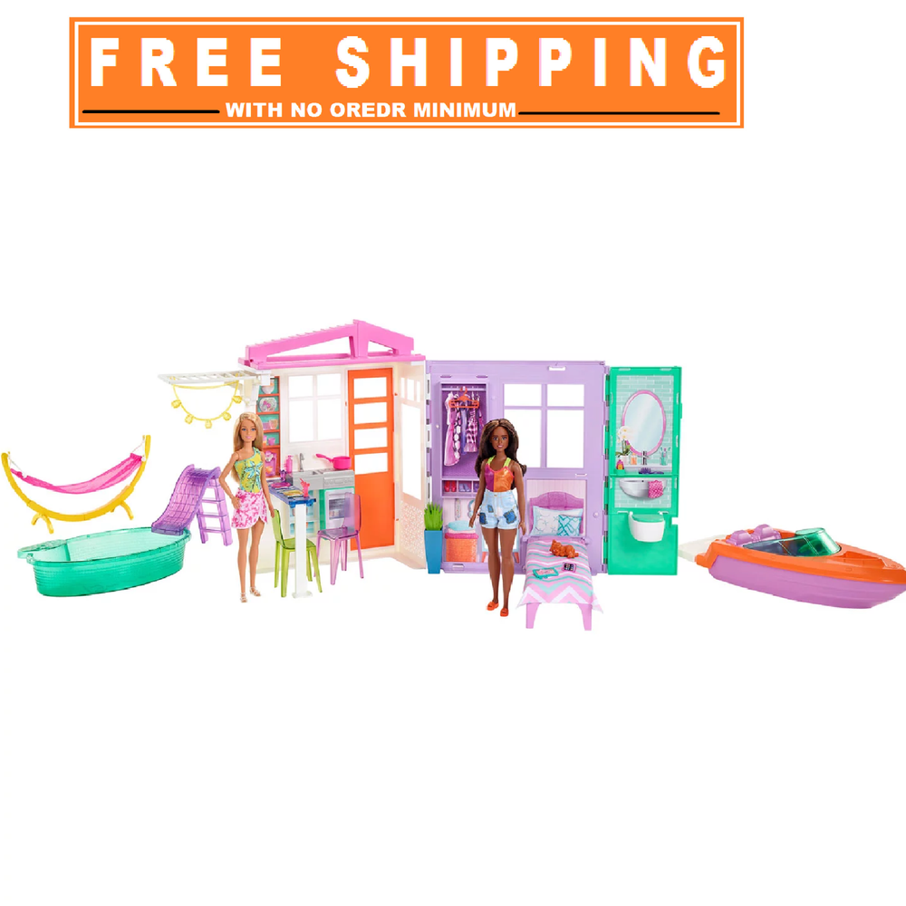 Barbie Beach House Bundle with 2 Dolls and Accessories
