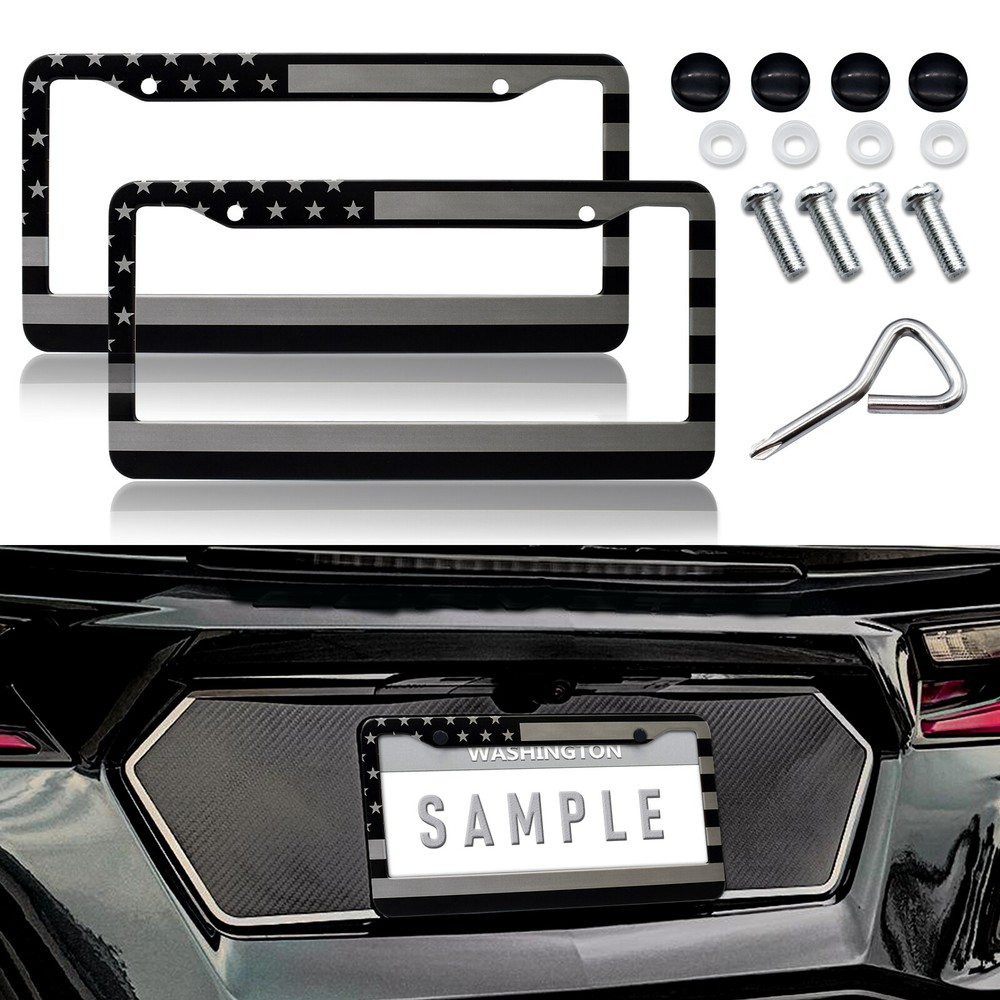 For Chevrolet Accessory Car SUV US Flag Front Rear Patriotic License Plate Frame