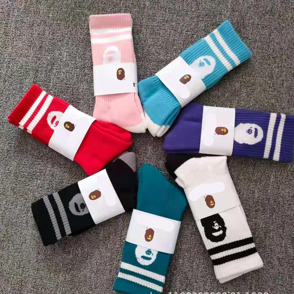 3 Pair Crew Socks *APE Embroidery Unisex Comfort Breathable Causal Athletic Sock