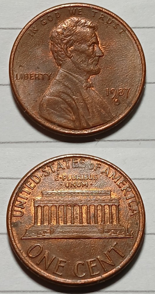 1987 D Lincoln Memorial Penny DDR RPM FS-501 Mint Error Coin