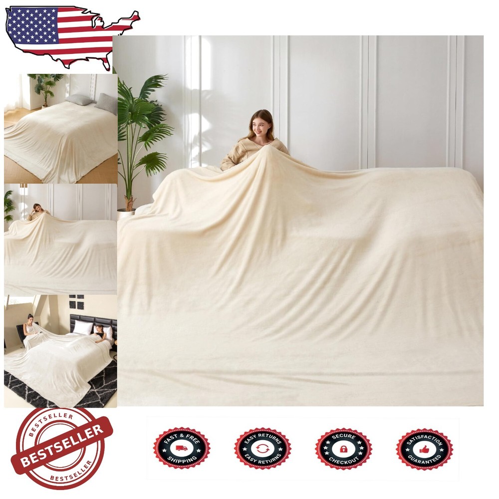 Oversized 120x120 Fleece Blanket - Ultra Soft Cozy All-Season Comfort