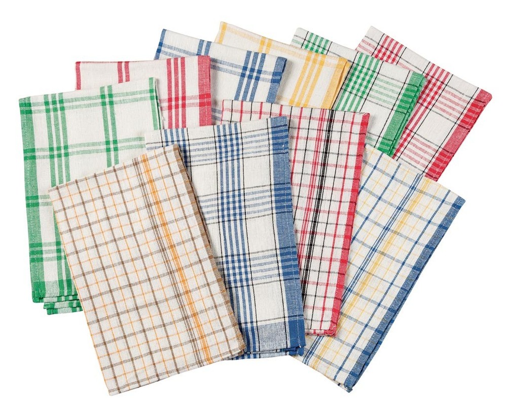 Plaid Kitchen Towels, Set of 10