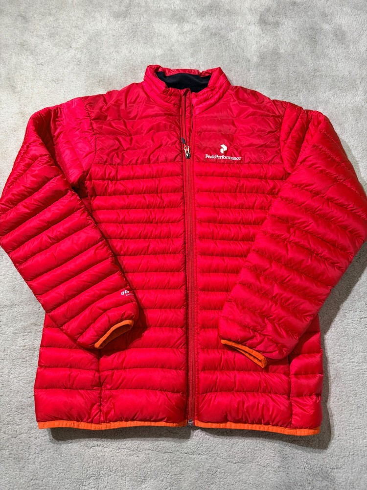 MENS PEAK PERFORMANCE BLACK LIGHT 4S DOWN JACKET RED TREKKING HIKING SIZE L