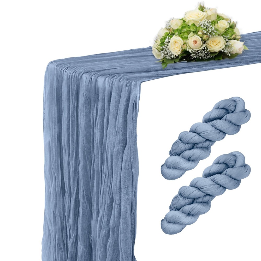 2 Pack Cheesecloth Table Runner, 10ft Fall Thanksgiving Table Runner, Boho Ru...