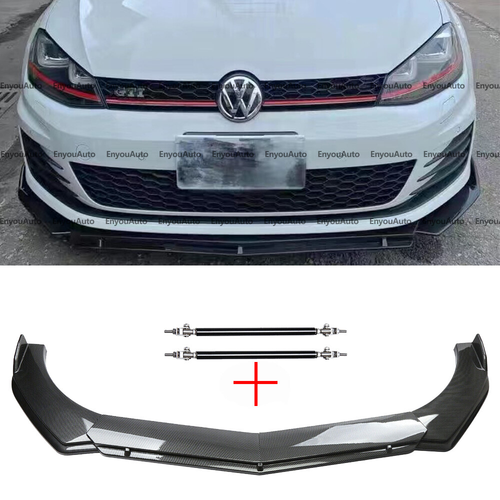 Volkswagen Jetta Carbon Fiber Front Bumper Lip Spoiler with Strut Rods