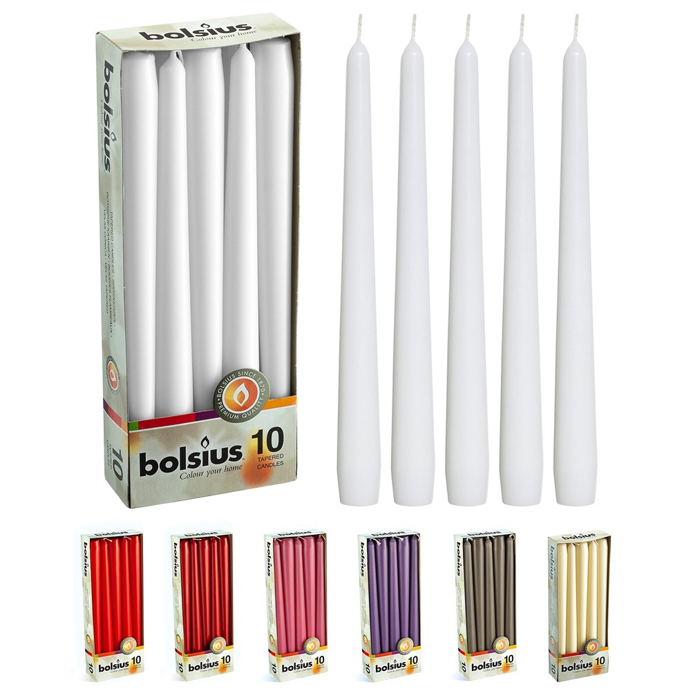 Unscented 10-inch Dinner Candles 10-Pack 8-Hour Burn European Smokeless Premium Quality