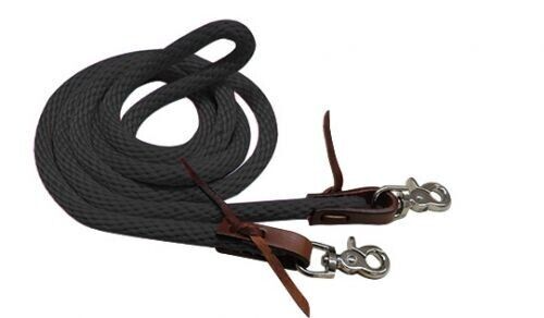 Western Barrel or Rodeo Horse BLACK Yacht Rope Braided Nylon Contest 8' Rein