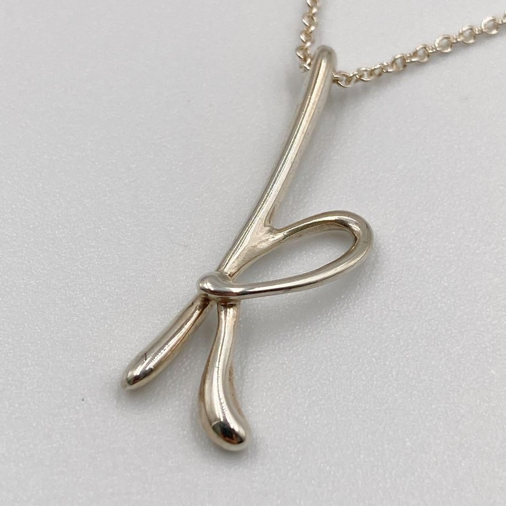 Tiffany Sterling Silver Alphabet K Necklace Rare Letter Jewelry
