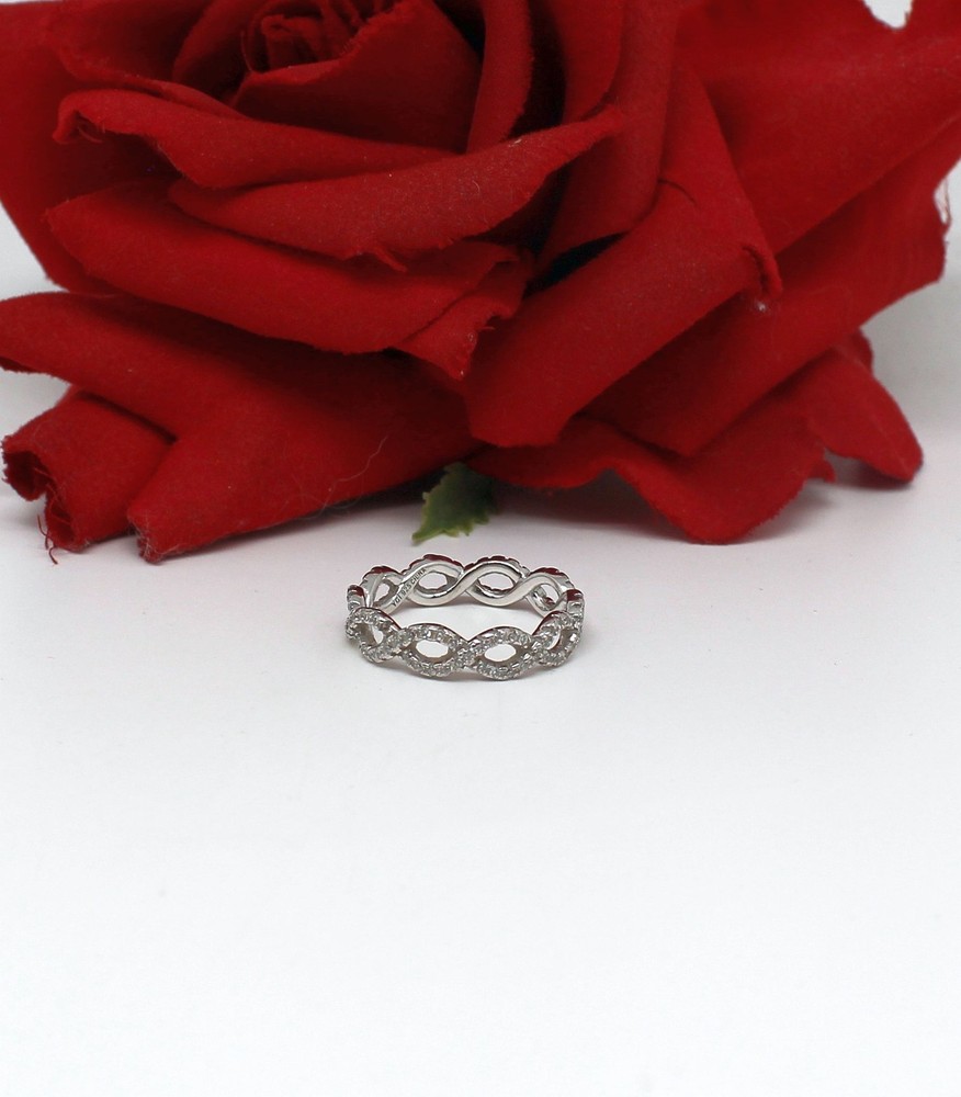 Sterling Silver JTV NWOT  CZ Eternity   Band Ring Size 9 2.92g  CAT RESCUE