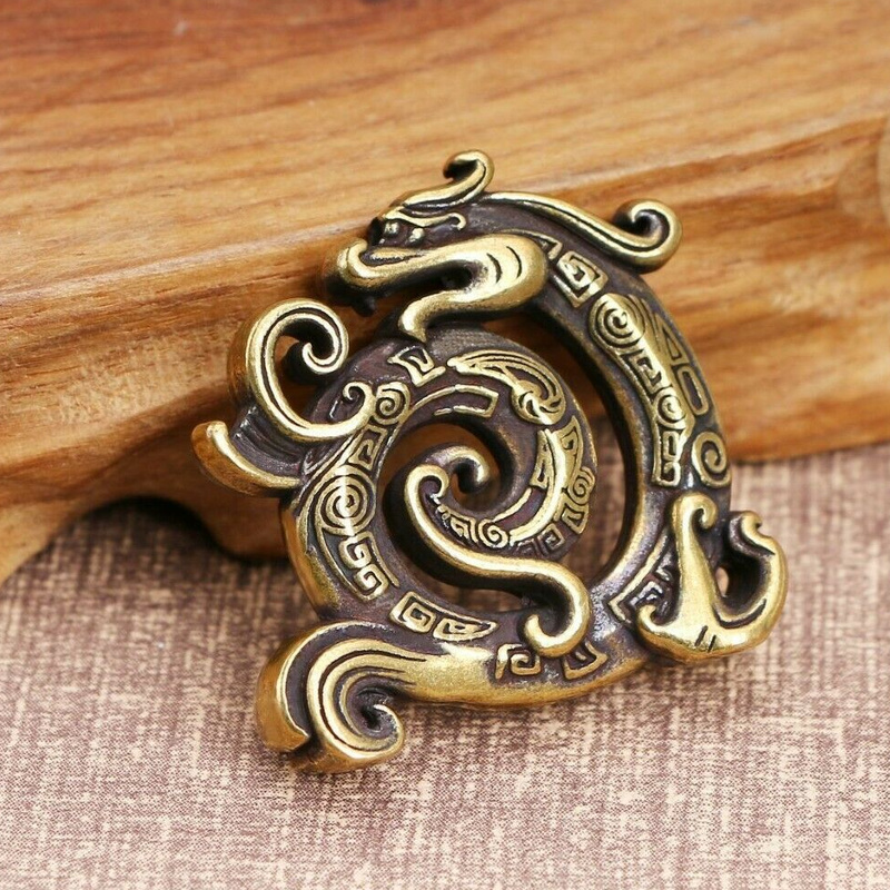 1.42 Inch Brass Dragon Figurine - Small Decorative Statue for Gifts & Collectibles