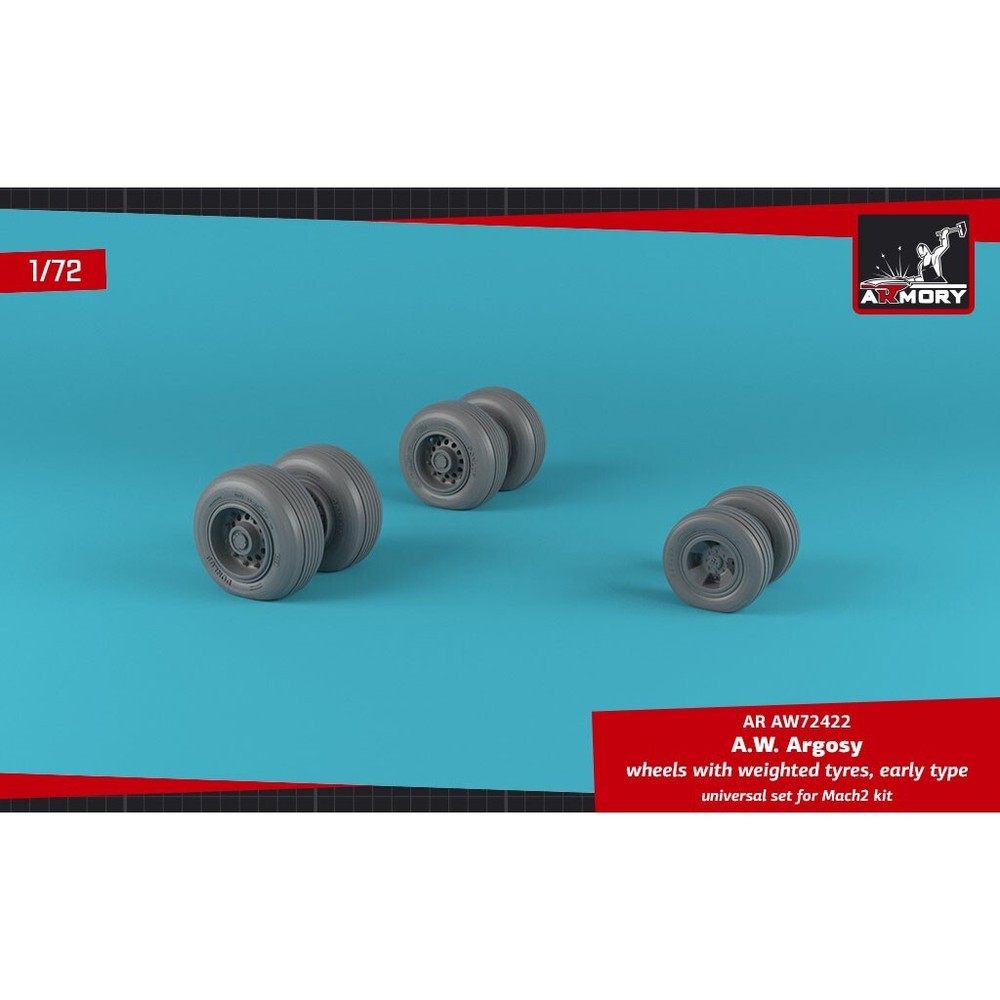 Armory AR AW72422 Scale 1/72 A.W. Argosy wheels w/ weighted tires, early version