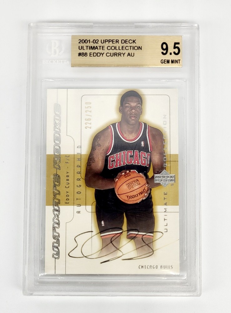 BECKETT GRADED 9.5 GEM MINT #/D AUTO 2001-02 Ultimate Collection #88 Eddy Curry
