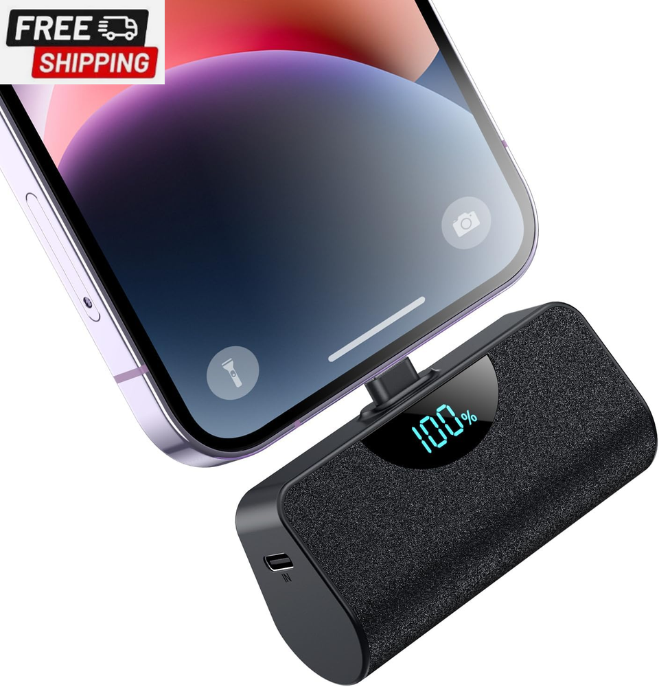 Mini Portable Charger Power Bank for Iphone, 5200Mah External Battery Charging B