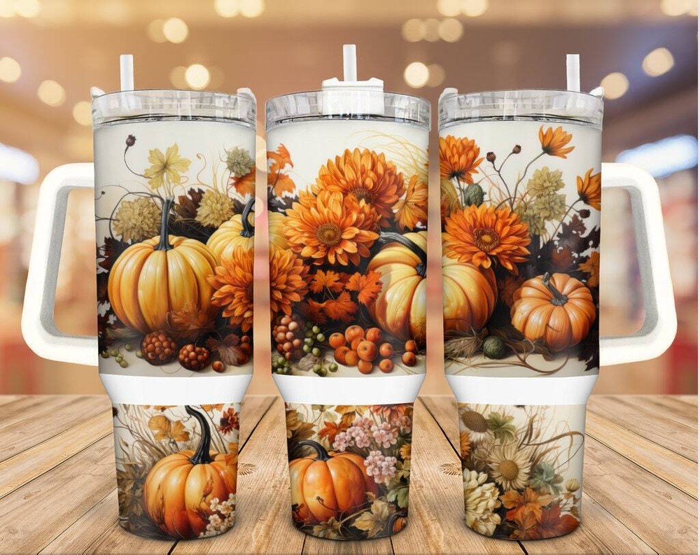 40 Oz Thanksgiving Pumpkin Stainless Steel Tumbler - Perfect Autumn Gift