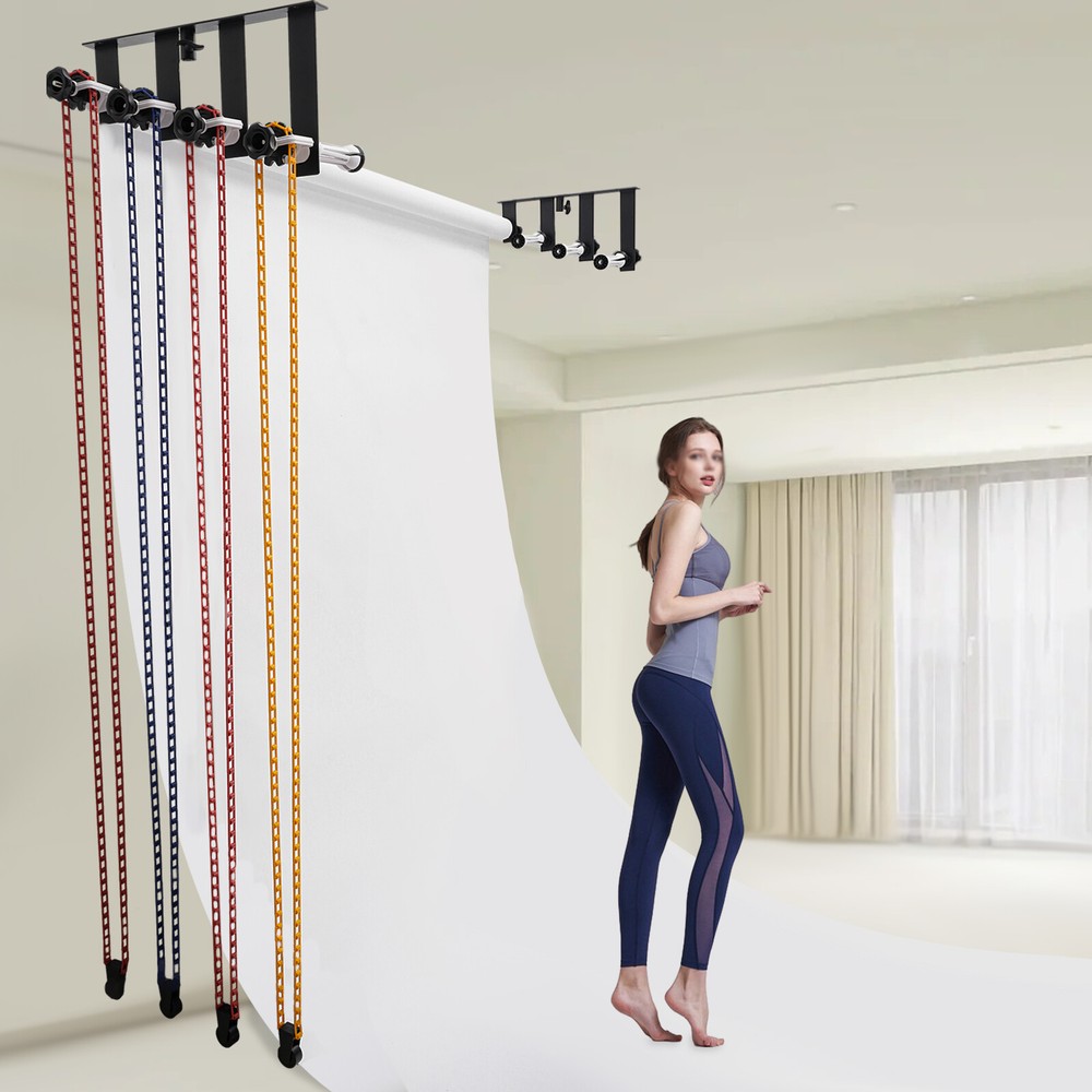 Wall-Mounted 4-Roller Backdrop Support System for Studio Photography