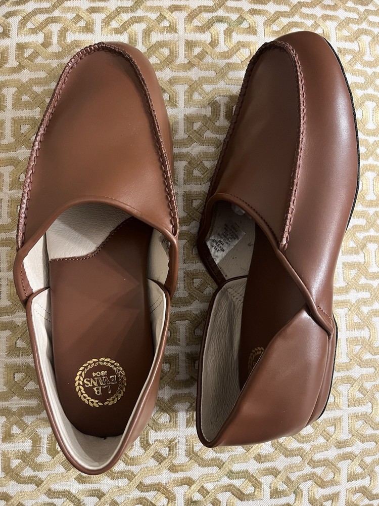 LB Evans #2198  Chicopee Men Brown Genuine Leather  Slipper /house Shoe Size 11M