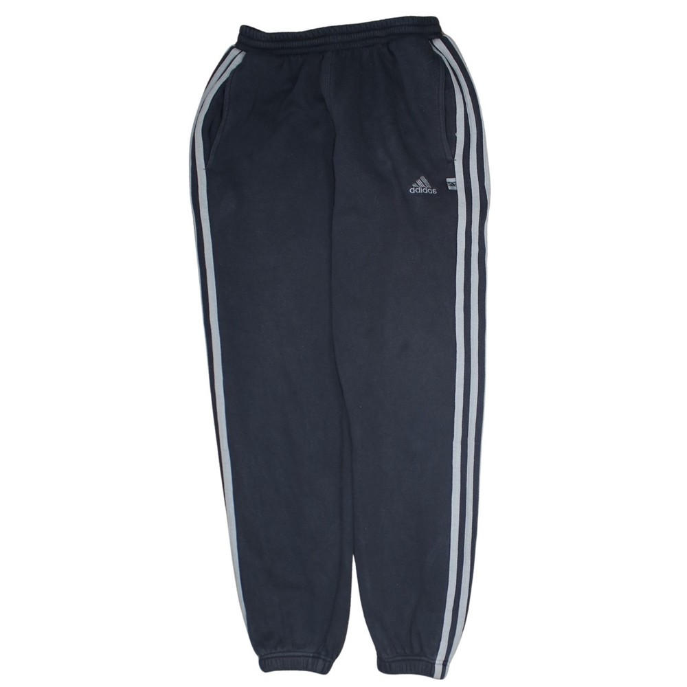 Adidas Mens Joggers Navy Fleece Side Stripe Track Pants Elastic Waist Pockets S