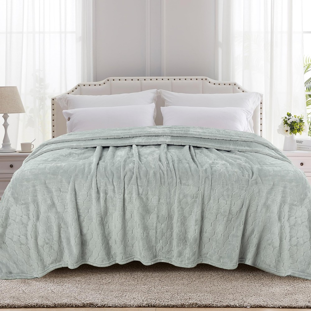 TOONOW Fleece Bed Blanket Queen Size 90x90 inches, Super Soft Fluffy Fuzzy Pl...