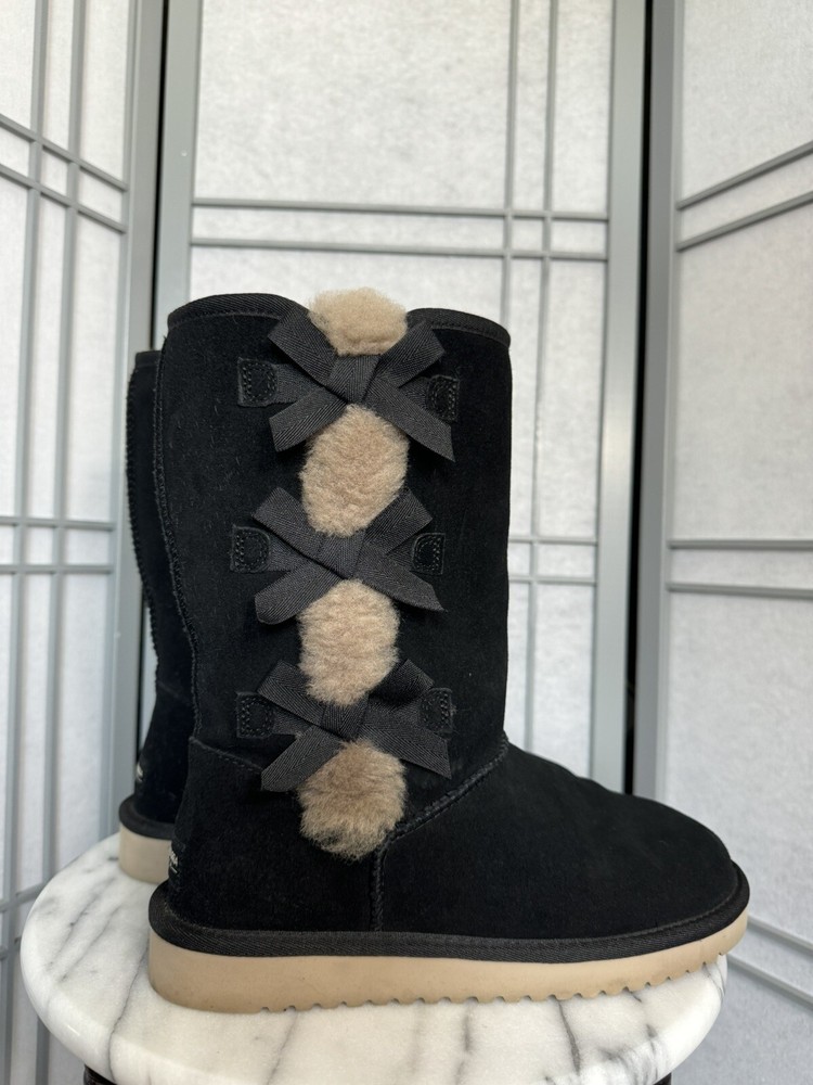 KoolaBurra By Ugg Victoria Black suede Bows Tall 1015875 Winter Boots Womens 9