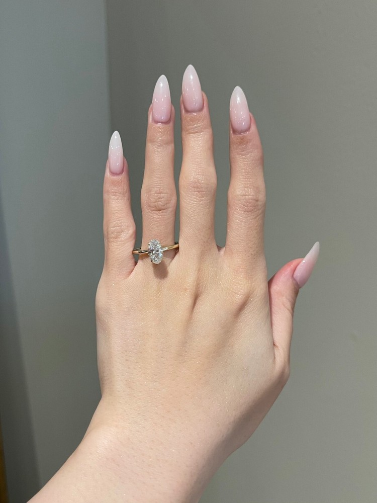 2ct Oval Moissanite 925 Yellow Gold Plated Silver Ring