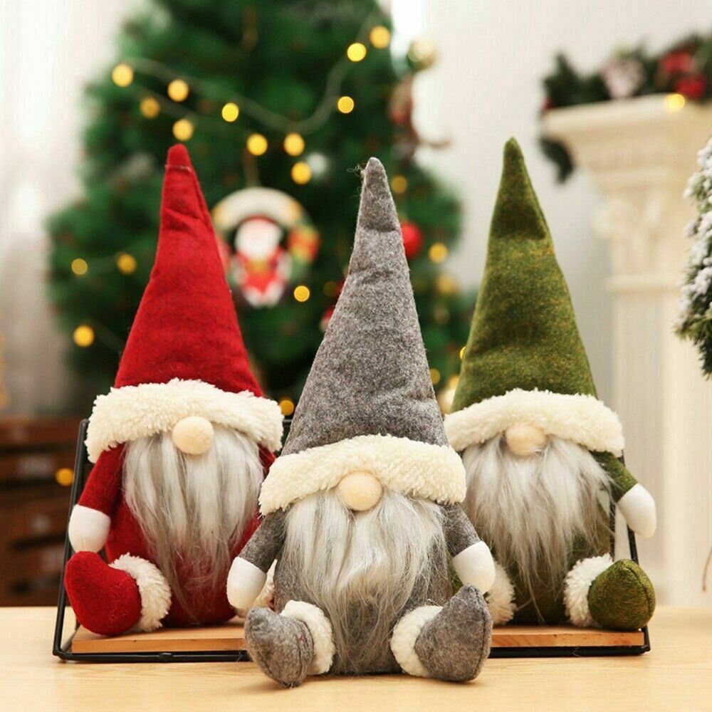 X3 Christmas Faceless Gnome Santa Plush Dolls Xmas Ornament Toy Table Decor