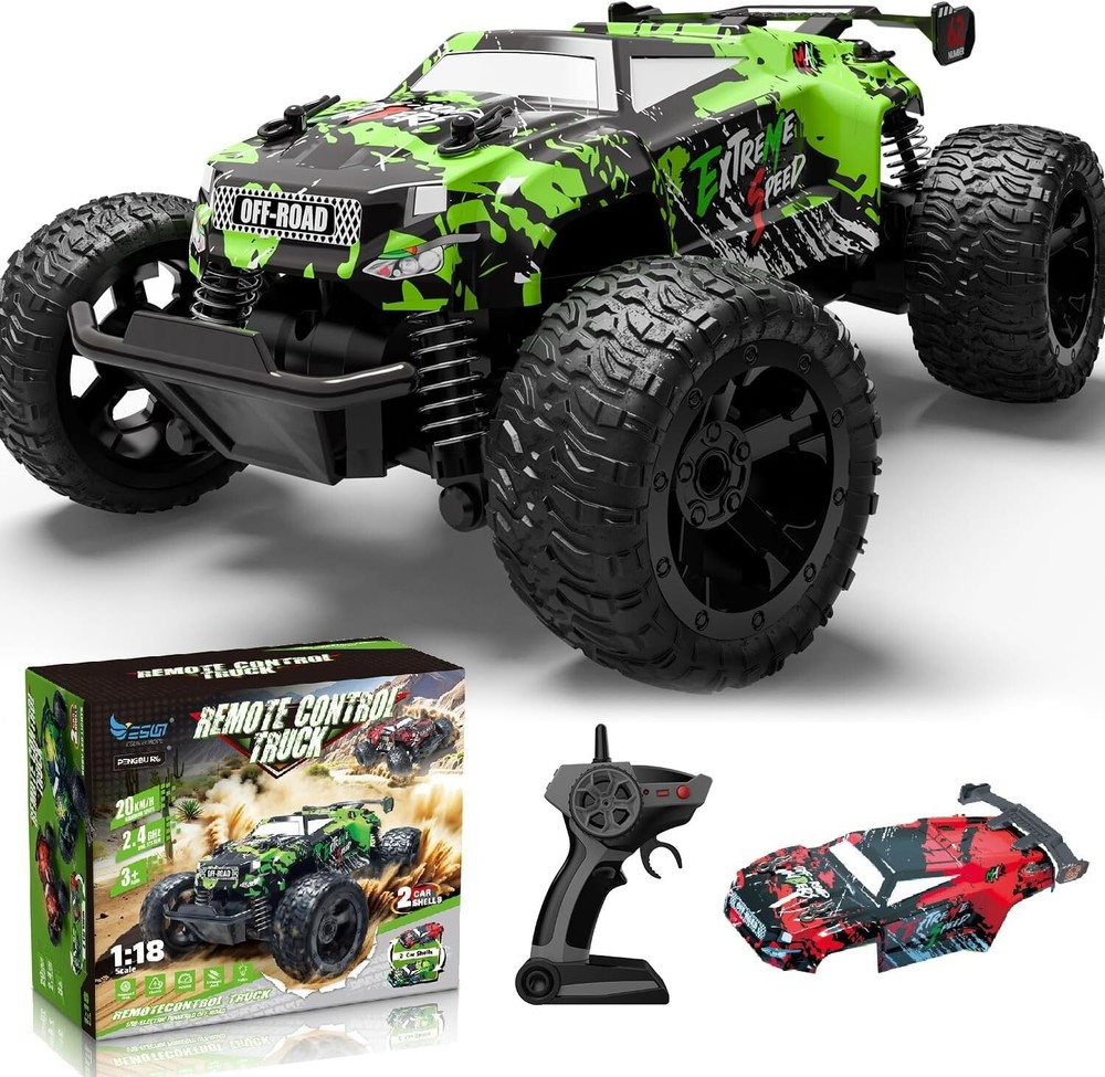Remote Control Car for Boys 4-7, 1/18 Scale Monster Truck Toys, 2.4GHz All Te...