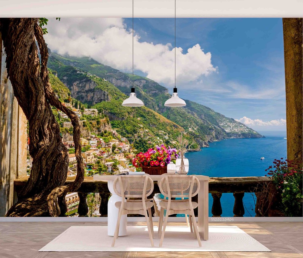 3D Sky Mountains Ocean Scenery Wall Murals Wallpaper Murals Wall Sticker