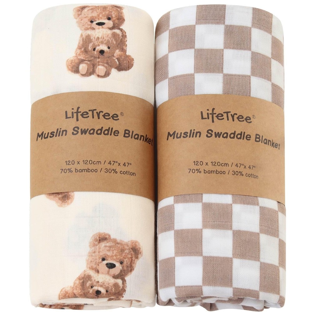 Soft 70% Muslin Swaddle Blanket for Baby Boys & Girls - Breathable Nursery Wrap  