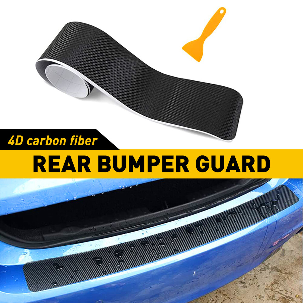 Car Rear Sill Bumper Boot Protector Plate Strip Trim Cover Guard Carbon Fiber 4D